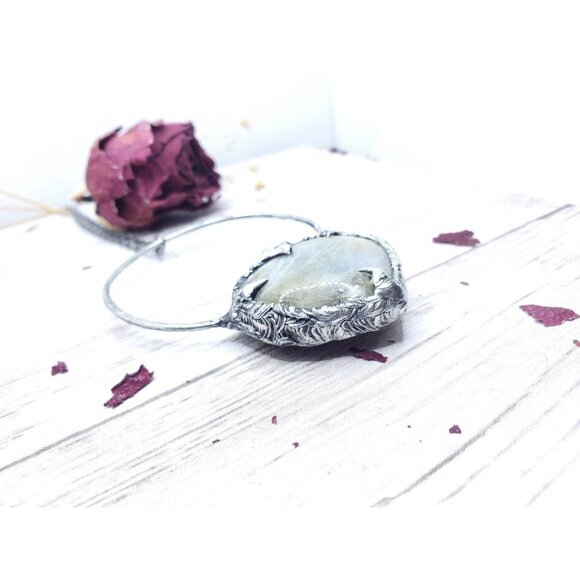 Labradorite Heart Crystal Necklace Handmade Gothic Fantasy Metalwork - Picture 10 of 12